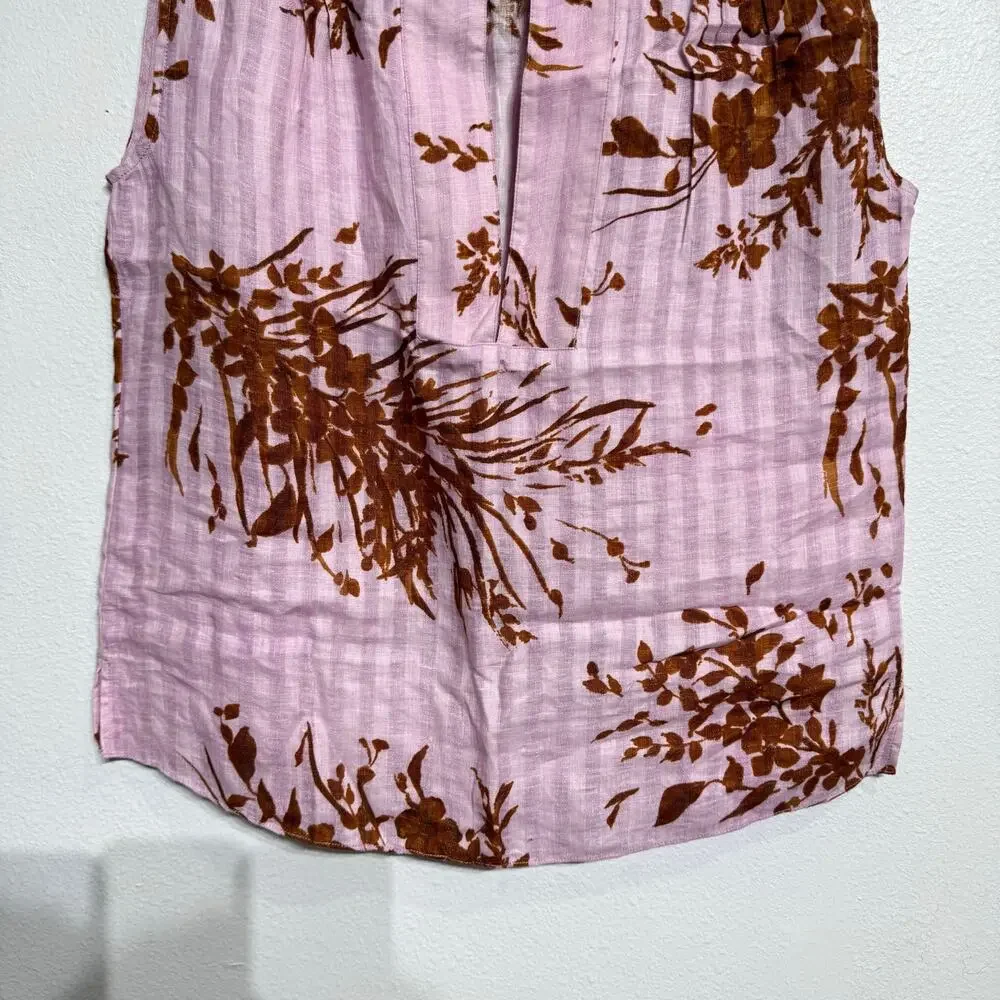 Joie Pink Floral Narumi Linen Sleeveless Blouse Sz S NWOT